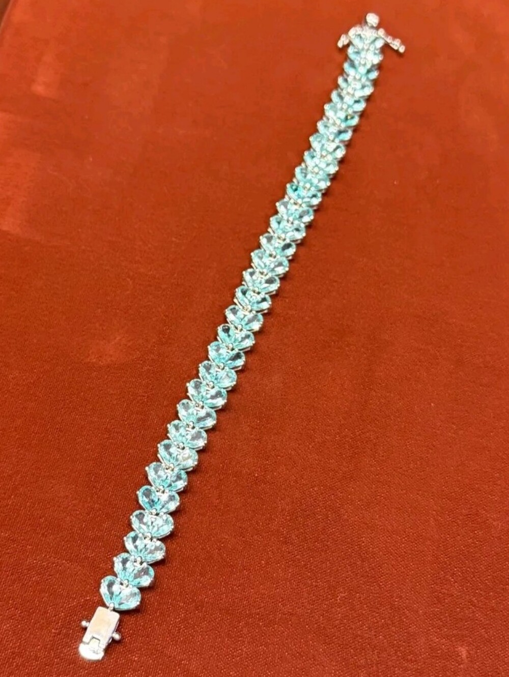 Sterling Silver 22.32 TCW Madagascar Paraiba Apatite Bracelet